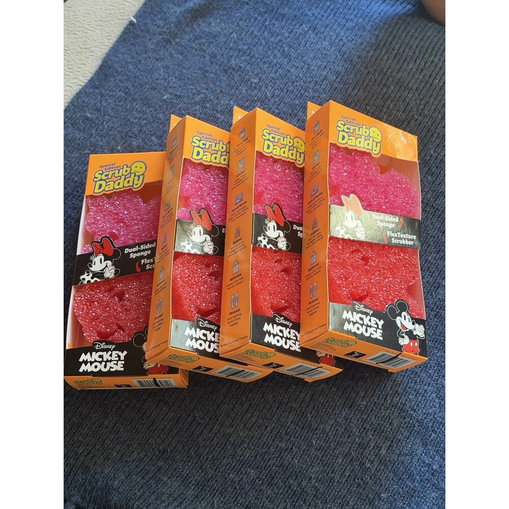 Disney Mickey /Minnie Mouse Scrub Daddy Sponge Scrubber 4 Packs Of 2 Each